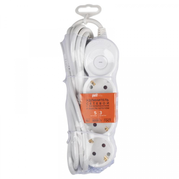 Удлинитель EX-03GS-500 (3х5) заземл. выкл. JazzWay 5065185 ТехноИмпульс