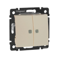 Выключатель 2-кл. СП Valena 10А IP31 250В с зел. подсветкой механизм сл. кость Leg 774328 ТехноИмпульс