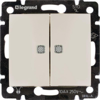 Выключатель 2-кл. СП Valena 10А IP31 250В с зел. подсветкой механизм сл. кость Leg 774328 ТехноИмпульс