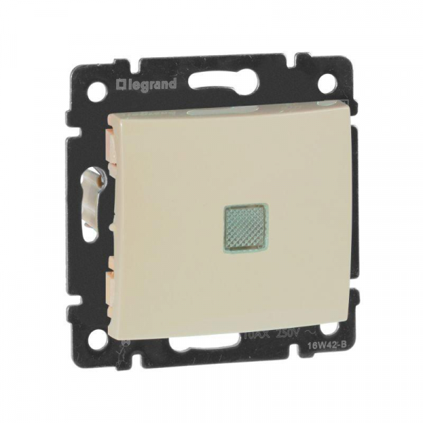 Переключатель проходной 1-кл. СП Valena 10А IP31 250В с зел. индикацией механизм сл. кость Leg 774326 ТехноИмпульс