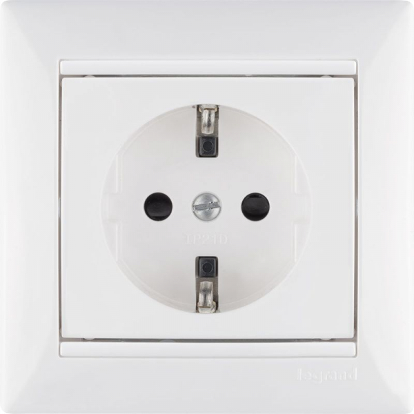Розетка 1-м СП Valena 16А IP21 230/250В 2P+E с заземл. защ. шторки на винтах механизм бел. IEK 774421 ТехноИмпульс