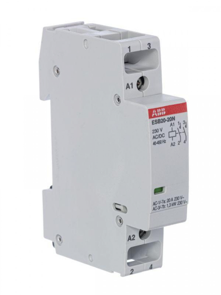 Контактор ESB20-20N-06 модульный (20А АС-1 2НО) катушка 230В AC/DC ABB 1SBE121111R0620 ТехноИмпульс
