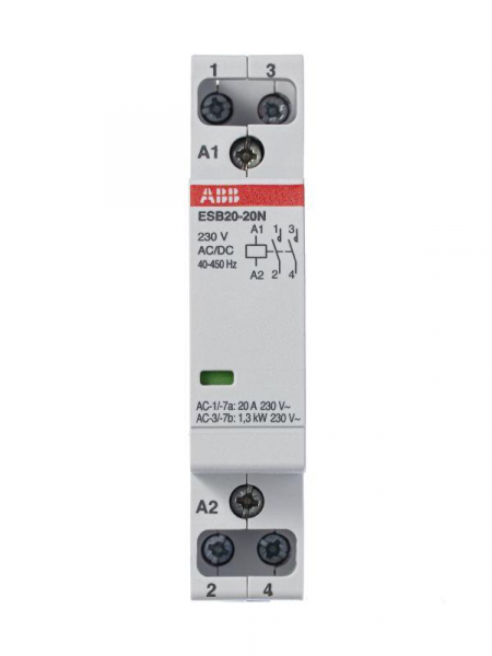 Контактор ESB20-20N-06 модульный (20А АС-1 2НО) катушка 230В AC/DC ABB 1SBE121111R0620 ТехноИмпульс