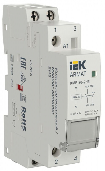 Контактор модульный KMR 20А 230В AC 2НЗ ARMAT IEK AR-KMR10-020-02-230 ТехноИмпульс