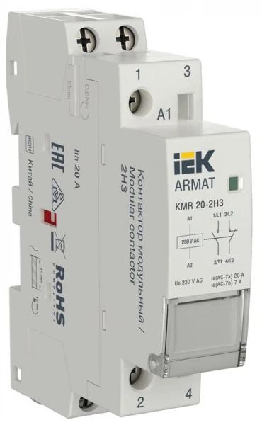 Контактор модульный KMR 20А 230В AC 2НЗ ARMAT IEK AR-KMR10-020-02-230 ТехноИмпульс