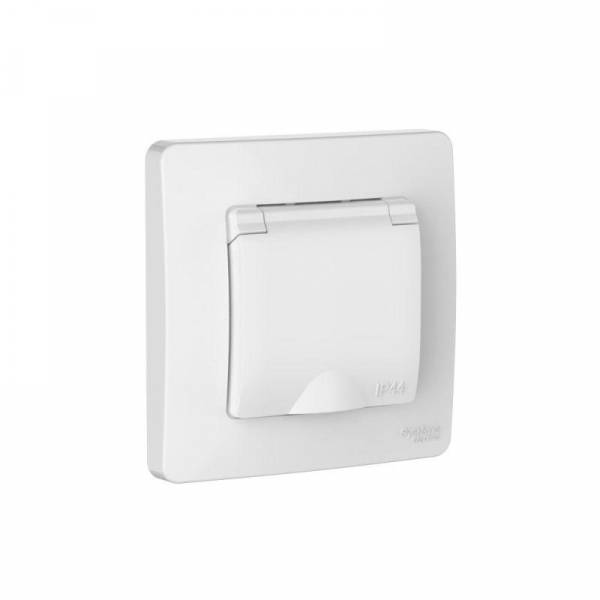 Розетка 1-м СП Blanca 16А IP44 250В с заземл. защ. шторки с крышкой бел. SE BLNRS441111 ТехноИмпульс