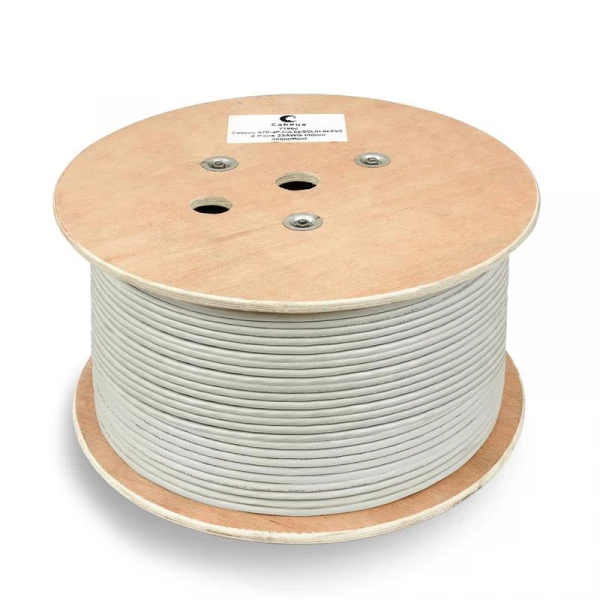 Кабель витая пара F/UTP кат.6 4х2х23AWG solid PVC нг(А)-LS FTP-4P-Cat.6-SOLID-GY сер. (уп.305м) Cabeus 8947c ТехноИмпульс