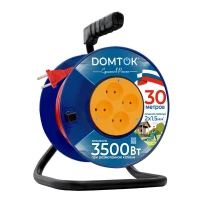 Удлинитель на катушке 4х30м без заземл. 16А IP20 3.5кВт ПВС 2х1.5 DOMTOK 2446 ТехноИмпульс
