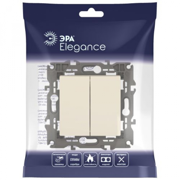 Выключатель 2-кл. СП Elegance 14-1104-02 10А IP20 250В 10AX механизм сл. кость Эра Б0034231 ТехноИмпульс