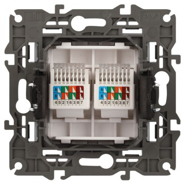 Розетка компьютерная 2-м Elegance 14-3108-01 RJ45 IP20 механизм бел. Эра Б0034308 ТехноИмпульс