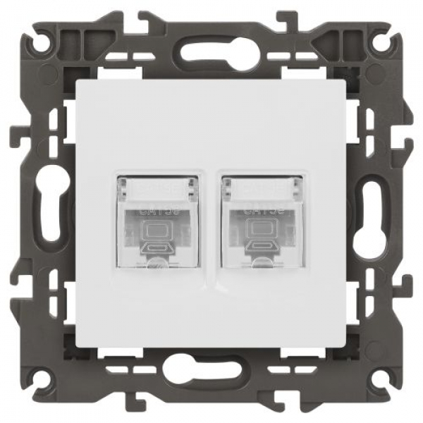 Розетка компьютерная 2-м Elegance 14-3108-01 RJ45 IP20 механизм бел. Эра Б0034308 ТехноИмпульс