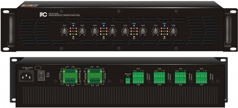 ITC TS-8120S 8-канальный усилитель, 8 Ом*4:120W x 4; 4 Ом*4: 240W x 4 ТехноИмпульс