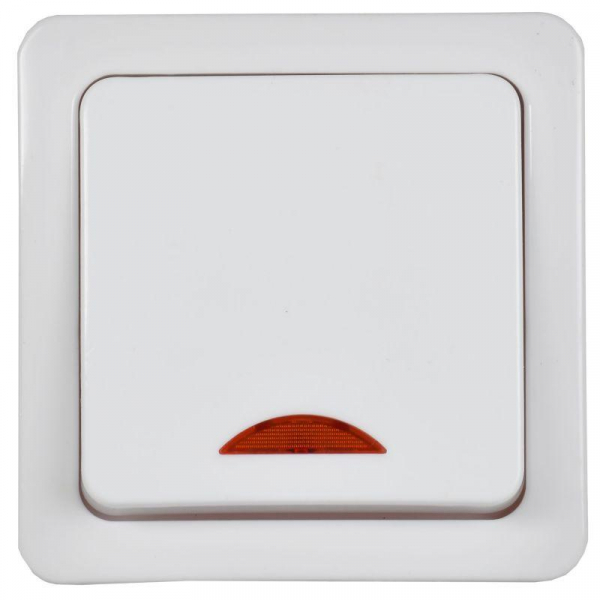 Выключатель 1-кл. ОП Гермес Plus 10А IP54 ВС20-1-1-ГПБ с индикацией цвет клавиши: бел. бел. IEK EVMP11-K01-10-54-EC ТехноИмпульс