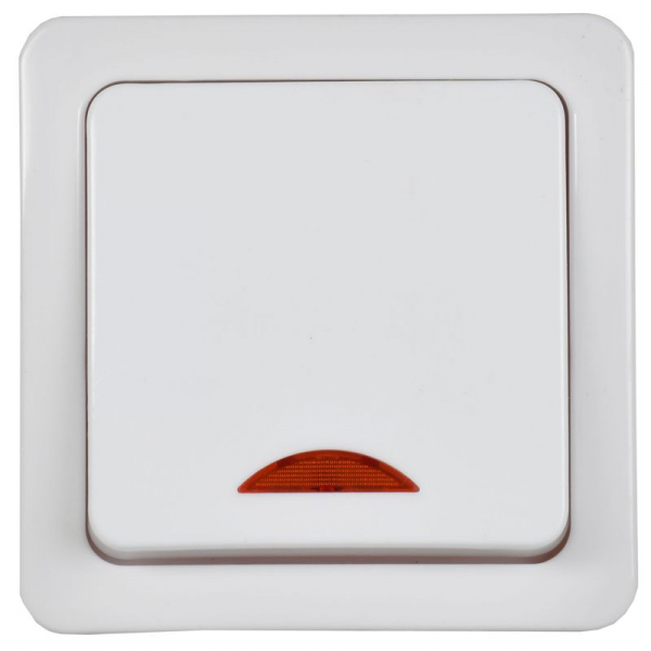 Выключатель 1-кл. ОП Гермес Plus 10А IP54 ВС20-1-1-ГПБ с индикацией цвет клавиши: бел. бел. IEK EVMP11-K01-10-54-EC ТехноИмпульс