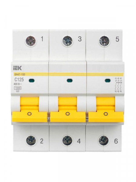 Выключатель автоматический модульный 3п C 125А 15кА ВА47-150 KARAT IEK MVA50-3-125-C ТехноИмпульс
