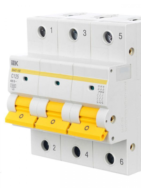 Выключатель автоматический модульный 3п C 125А 15кА ВА47-150 KARAT IEK MVA50-3-125-C ТехноИмпульс