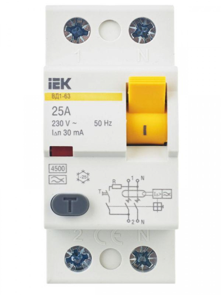 Выключатель дифференциального тока (УЗО) 2п 25А 30мА тип A ВД1-63 KARAT IEK MDV11-2-025-030 ТехноИмпульс