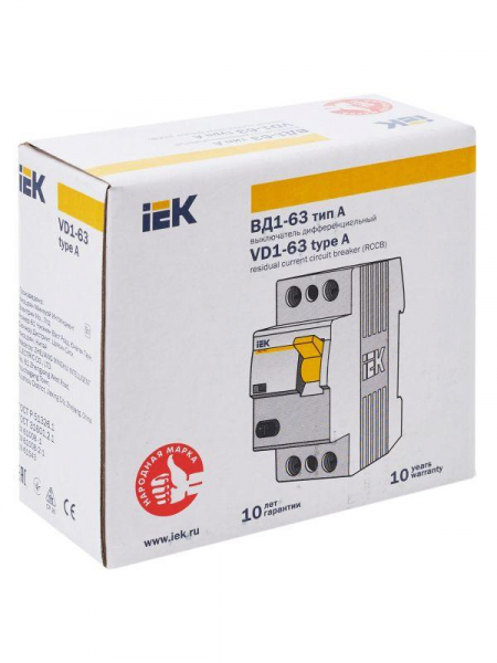 Выключатель дифференциального тока (УЗО) 2п 25А 30мА тип A ВД1-63 KARAT IEK MDV11-2-025-030 ТехноИмпульс