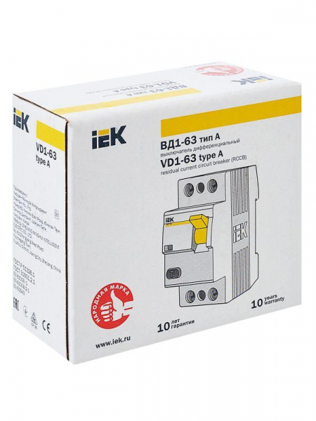 Выключатель дифференциального тока (УЗО) 2п 32А 30мА тип A ВД1-63 KARAT IEK MDV11-2-032-030 ТехноИмпульс