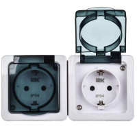 Розетка 2-м ОП Гермес Plus РСб22-3-ГПБд 16А IP54 с заземл. с дым. крышкой бел. IEK ERMP22-K03-16-54-EC ТехноИмпульс
