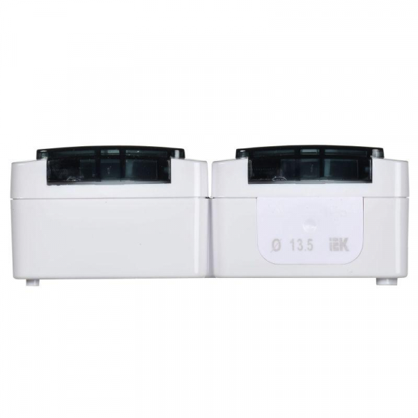 Розетка 2-м ОП Гермес Plus РСб22-3-ГПБд 16А IP54 с заземл. с дым. крышкой бел. IEK ERMP22-K03-16-54-EC ТехноИмпульс