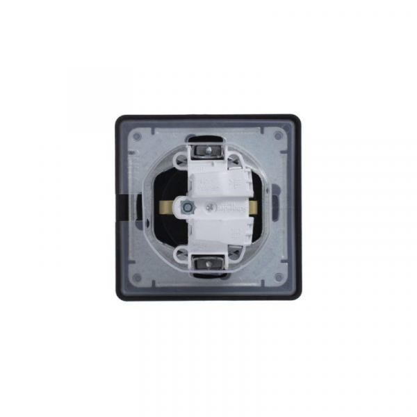 Розетка 1-м СП Glossa 16А IP44 с заземл. защ. шторки с крышкой в сборе алюм. SE GSL000348 ТехноИмпульс