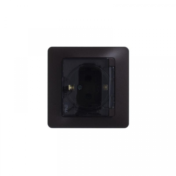 Розетка 1-м СП Glossa 16А IP44 с заземл. защ. шторки с крышкой в сборе алюм. SE GSL000348 ТехноИмпульс