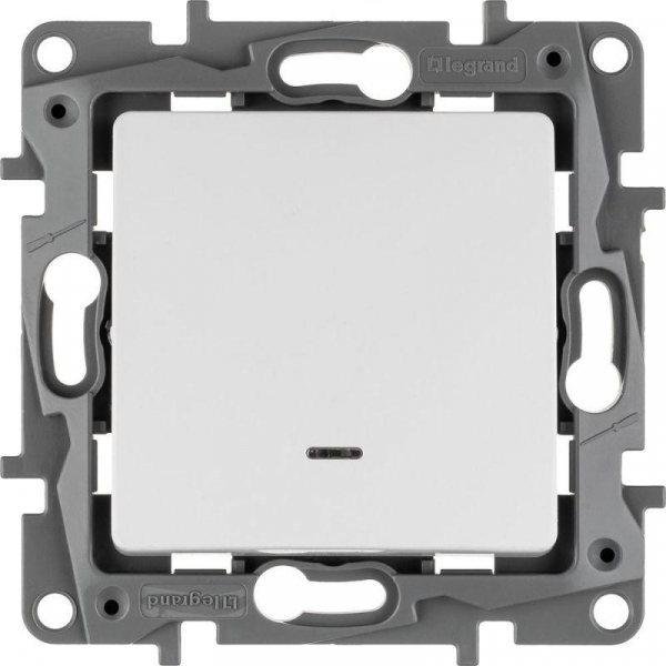 Выключатель 1-кл. СП Etika 10А IP20 250В 10AX с подсветкой/индикацией безвинтов. зажимы механизм бел. IEK 672203 ТехноИмпульс