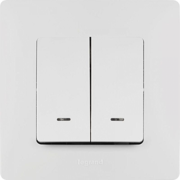 Выключатель 2-кл. СП Etika 10А IP20 250В 10AX с подсветкой/индикацией безвинтов. зажимы механизм бел. IEK 672204 ТехноИмпульс