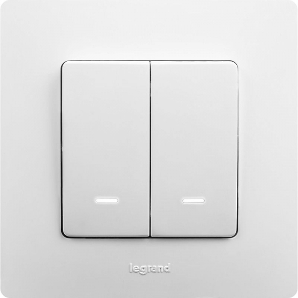 Выключатель 2-кл. СП Etika 10А IP20 250В 10AX с подсветкой/индикацией безвинтов. зажимы механизм бел. IEK 672204 ТехноИмпульс