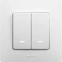 Выключатель 2-кл. СП Etika 10А IP20 250В 10AX с подсветкой/индикацией безвинтов. зажимы механизм бел. IEK 672204 ТехноИмпульс