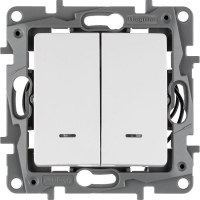Выключатель 2-кл. СП Etika 10А IP20 250В 10AX с подсветкой/индикацией безвинтов. зажимы механизм бел. IEK 672204 ТехноИмпульс