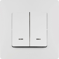 Выключатель 2-кл. СП Etika 10А IP20 250В 10AX с подсветкой/индикацией безвинтов. зажимы механизм бел. IEK 672204 ТехноИмпульс