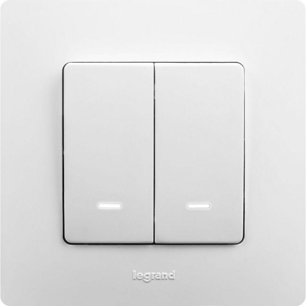 Выключатель 2-кл. СП Etika 10А IP20 250В 10AX с подсветкой/индикацией безвинтов. зажимы механизм бел. IEK 672204 ТехноИмпульс