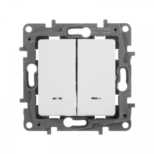 Выключатель 2-кл. СП Etika 10А IP20 250В 10AX с подсветкой/индикацией безвинтов. зажимы механизм бел. IEK 672204 ТехноИмпульс