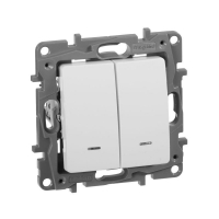 Выключатель 2-кл. СП Etika 10А IP20 250В 10AX с подсветкой/индикацией безвинтов. зажимы механизм бел. IEK 672204 ТехноИмпульс
