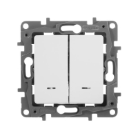 Выключатель 2-кл. СП Etika 10А IP20 250В 10AX с подсветкой/индикацией безвинтов. зажимы механизм бел. Leg 672204 ТехноИмпульс