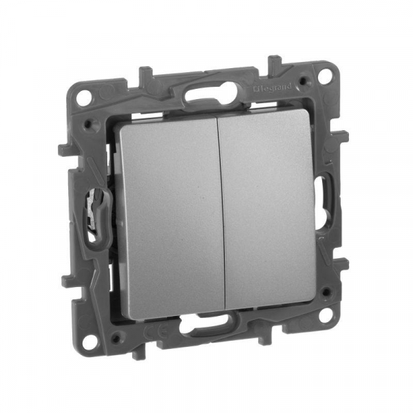 Переключатель 2-кл. СП Etika Plus 10А IP20 250В 10AX безвинтов. зажимы механизм алюм. IEK 672412 ТехноИмпульс