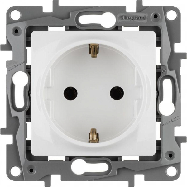 Розетка 1-м СП Etika 16А IP20 250В 2P+E с заземл. немецк. стандарт винтов. клеммы механизм бел. IEK 672221 ТехноИмпульс