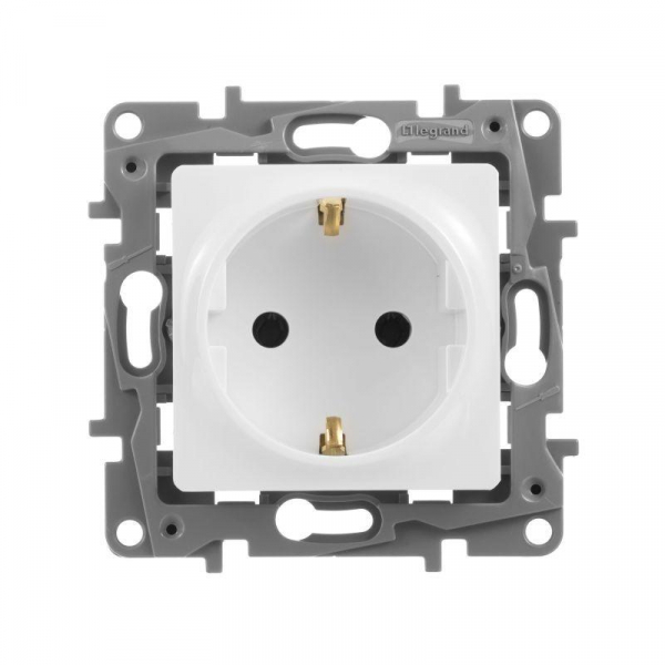 Розетка 1-м СП Etika 16А IP20 250В 2P+E с заземл. немецк. стандарт винтов. клеммы механизм бел. IEK 672221 ТехноИмпульс