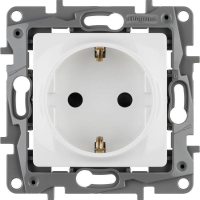 Розетка 1-м СП Etika 16А IP31 250В 2P+E с заземл. защ. шторки немецк. стандарт винтов. клеммы механизм бел. IEK 672222 ТехноИмпульс