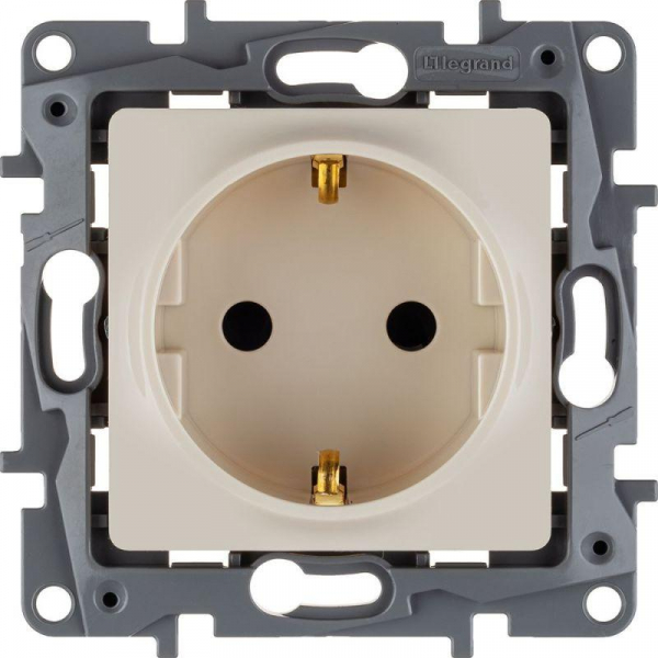 Розетка 1-м СП Etika 16А IP31 250В 2P+E с заземл. защ. шторки немецк. стандарт винтов. клеммы механизм сл. кость IEK 672322 ТехноИмпульс
