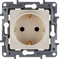 Розетка 1-м СП Etika 16А IP31 250В 2P+E с заземл. защ. шторки немецк. стандарт винтов. клеммы механизм сл. кость IEK 672322 ТехноИмпульс