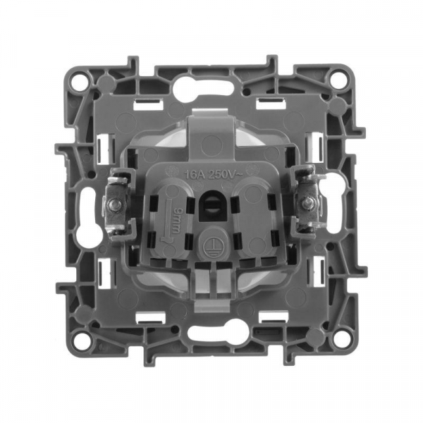 Розетка 1-м СП Etika 16А IP31 250В 2P без заземл. защ. шторки немецк. стандарт винтов. клеммы механизм антрацит IEK 672634 ТехноИмпульс