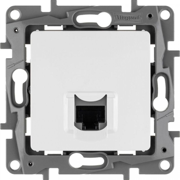 Розетка компьютерная 1-м СП Etika RJ45 кат.5E UTP механизм бел. IEK 672241 ТехноИмпульс