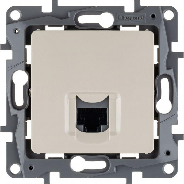 Розетка компьютерная 1-м СП Etika RJ45 кат.5E UTP механизм сл. кость IEK 672341 ТехноИмпульс