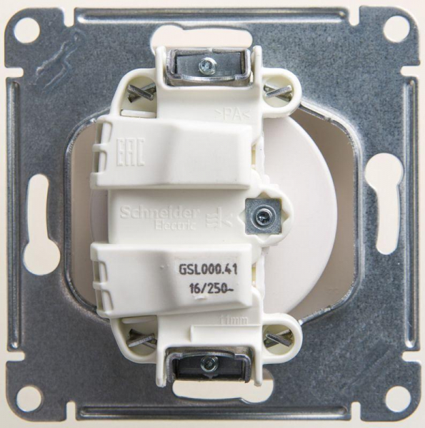 Розетка 1-м СП Glossa 16А IP20 250В без заземл. механизм перламутр. SE GSL000641 ТехноИмпульс