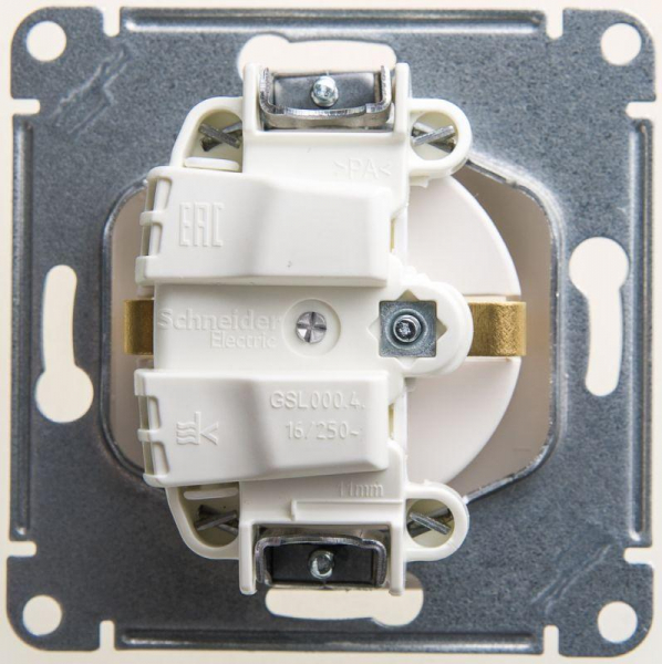 Розетка 1-м СП Glossa 16А IP20 с заземл. защ. шторки механизм перламутр. SE GSL000645 ТехноИмпульс