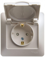 Розетка 1-м СП Glossa 16А IP20 с заземл. защ. шторки с крышкой в сборе перламутр. SE GSL000646 ТехноИмпульс