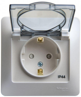 Розетка 1-м СП Glossa 16А IP44 с заземл. защ. шторки с крышкой в сборе перламутр. SE GSL000648 ТехноИмпульс